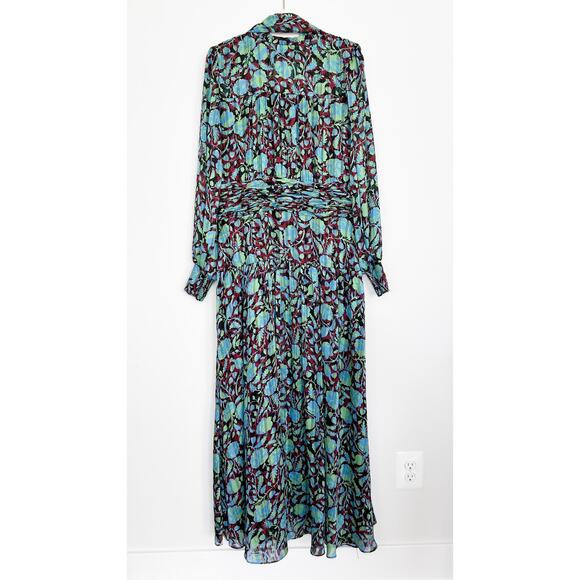 ME+EM Metallic Floral Maxi Dress in Size 12 US Green Shadow Bloom Print $400 - Picture 3 of 7